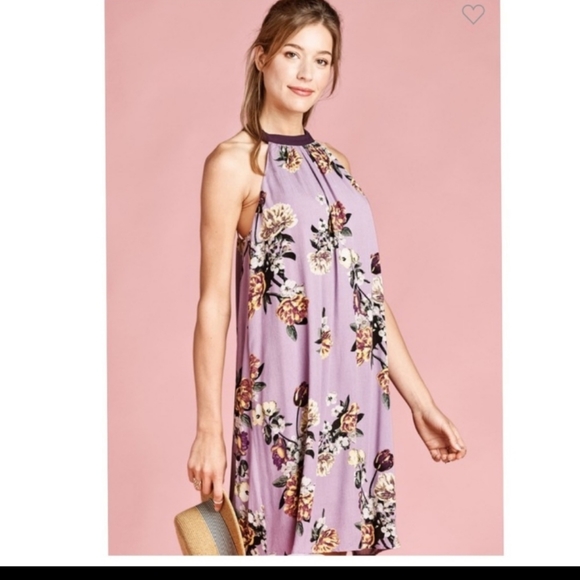 Lavender Floral Halter Dress - Picture 6 of 8